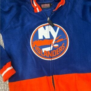 NHL Islanders Youth Blue and Orange Zip-Up Hoodie